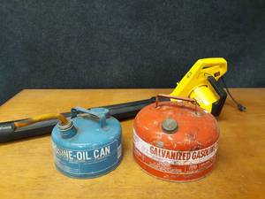 lot 155 image: Paramount Electric Blower (Works) and (2) Metal Fuel Cans