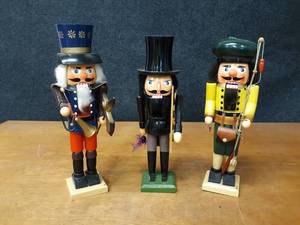 lot 164 image: Lot of 3 Wood Nutcrackers - Each is about 16 Tall