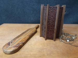lot 217 image: Vintage Hanging Light and Cribbage Board