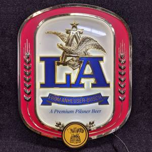 lot 15 image: LA Pilsner Beer by Anheuser-Busch Lighted Sign