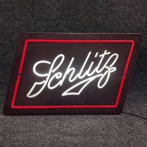 lot 51 image: Schlitz Beer Faux Neon Lighted Sign