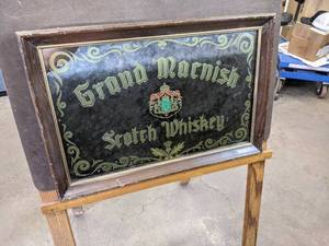 lot 72 image: Grand Macnish Scotch Whiskey Mirror Sign