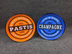 lot 96 image: Pair of Porcelain Trays - Pastis and Champagne