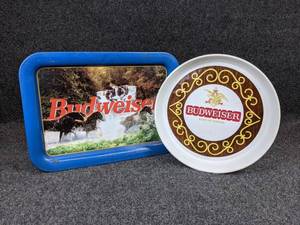 lot 97 image: Pair of Budweiser Trays - Plastic Beer Tray and Rectangular Clydesdale Tray