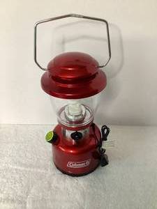 lot 42 image: Coleman Lantern - Red with 12V Car Charger