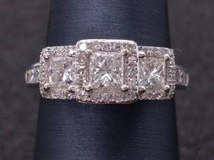 1.25 Carat Diamond Triple Halo Ring in 14k White Gold