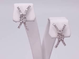 Classy .60 Carat Diamond X Kiss Estate Earrings in 14k White Gold S&D ALERT