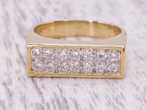 .98 Carat Diamond Bar Styled Estate Ring in 18k Yellow Gold
