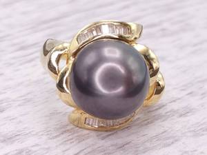 10mm Tahitian Pearl and Diamond Ring in 18k Gold