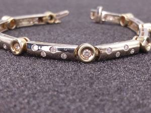 1.00 Carat Designer Styled Bezel Set Diamond and 14k Gold Bracelet S&D ALERT