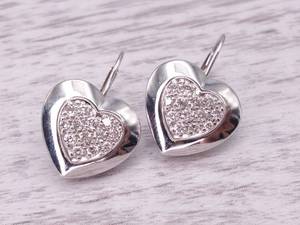 Diamond Heart Center Cluster Drop Earrings in 14k Gold S&D ALERT