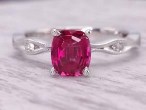 Bright Natural Raspberry Rubellite Tourmaline and Diamond Estate Ring in 14k Gold S&D ALERT