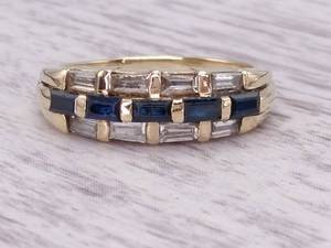 1.30 Carat Triple Layer Natural Blue Sapphire and Diamond Ring in 14k Gold