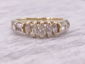 12 Carat Marquise and Baguette Diamond Cut Ring in 14k Gold