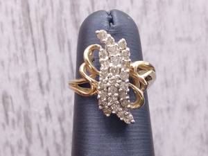 12 Carat Diamond Swirl Cluster Ring in Yellow Gold