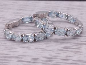 6.4 Carat Aquamarine Medium Sized Hoop Earrings