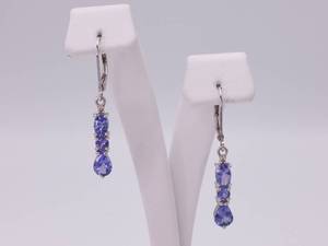 Triple Stone Tanzanite Drop Earrings