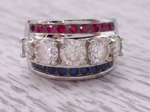Triple Layer Gemstone Statement Ring