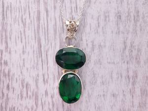 Double Drop Oval Chrome Diopside (Green Tourmaline) Pendant