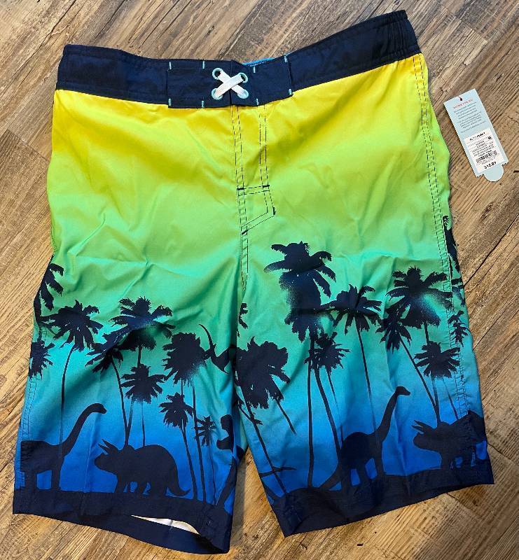 Cat & Jack Boys Dinosaur Swim Trunks Shorts XL Husky