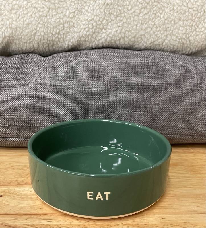 Boots &amp Barkley Bolster Faux Linen Medium Dog Bed &amp Food Dish