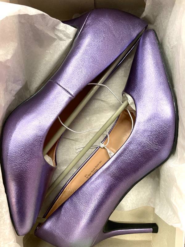 A New Day Womens Gemma Faux Leather Pointed Toe Heeled Pumps Purple Sz 8.5