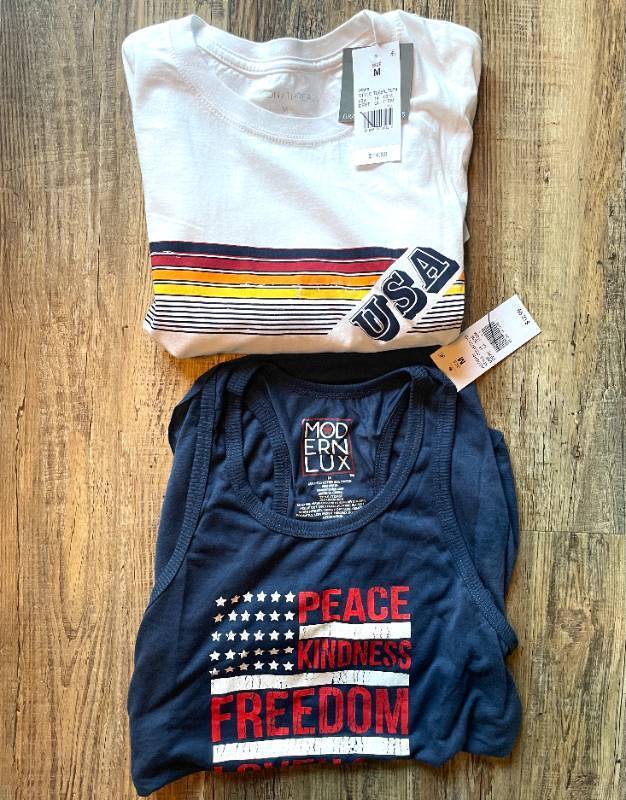Lot of 2 4th of July Themed Womens Shirts M