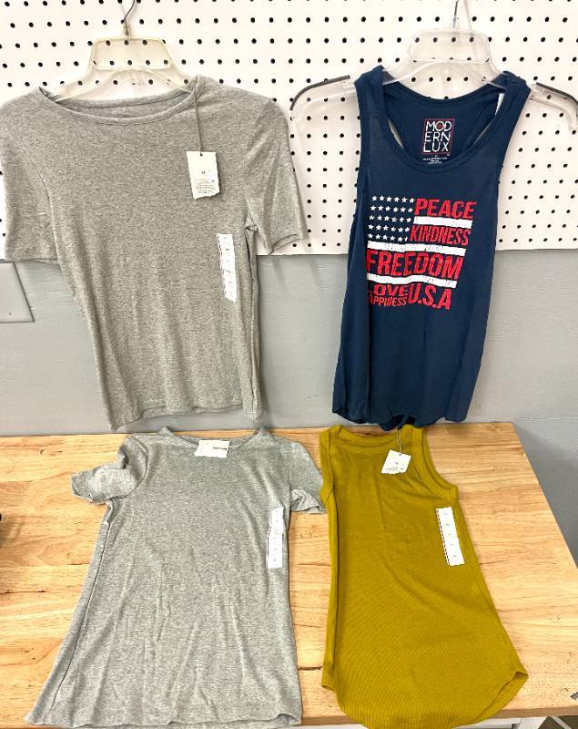 Lot of 4 Womens Short Sleeved Shirts and Tank Tops. Size XS.