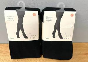 Lot of 2 Womens Black Fleece Lined Tights Size SM