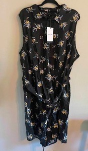 Who What Wear Black Floral Midi Shirt Dress Womens 4X.&nbsp