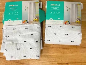 Lot of 2 Pillowfort White Blackout Curtains.&nbsp Includes 2 panels.&nbsp 42 W x 84 L.&nbsp Store Ret