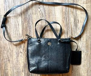 Anne Klein Black Patent Leather Handbag Crossover Purse