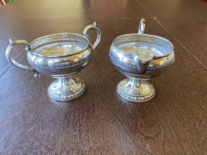 F B Sterling Silver Creamer and Bowl