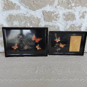 Two Vintage Butterfly Couroc Trays
