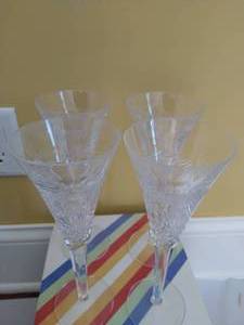 4 Millennial pattern Waterford champagne flutes