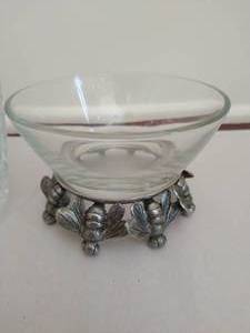 Glass shaker metal top with bumble bee candy dish