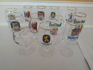 Collection of gold rimmed bar ware