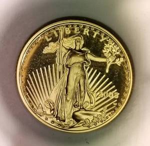 2003-W PROOF US $5 GOLD EAGLE PF70 NGC 110 OZ GOLD