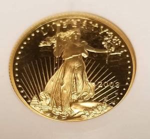 2003-W PROOF US $10 GOLD EAGLE PF70 NGC 14 OZ GOLD
