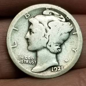 1921-D MERCURY DIME BETTER DATE COIN