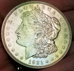 1921-D MORGAN SILVER DOLLAR UNC