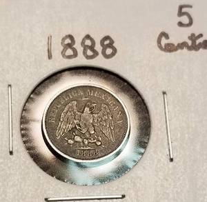 1888 MEXICO SILVER 5 CENTAVO