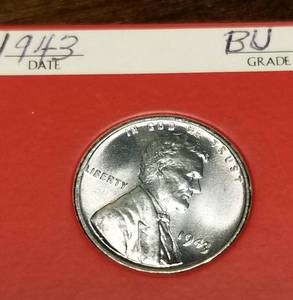 1943 US WWII WARTIME STEEL CENT BU-UNC