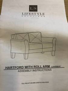 Harvard 56.3 in. Dark Grey Microfiber 2-Seater Loveseat with Round Arms by Lifestyle Solutions- open box not used - see pictures