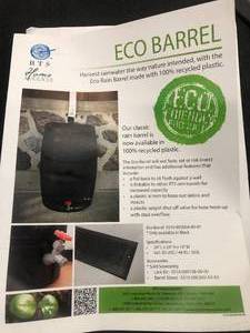50 Gal. Eco Rain Barrel with Plastic Spigot by RTS Home Accents- open box not used - see pictures