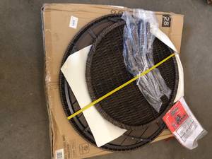 Cambridge Brown Round Wicker Outdoor Coffee Table by Hampton Bay- open box not used - see pictures