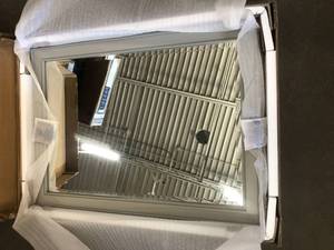 24 in. W x 32 in. H Framed Rectangular Beveled Edge Bathroom Vanity Mirror in Grey by Home Decorators Collection- open box not used - see pictures
