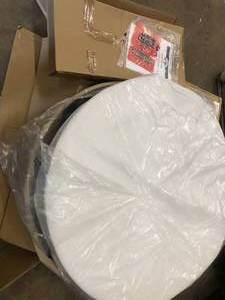 Hampton Bay Edington Round Patio Ottoman W Bare Cushion Chairs 141-034-OT38-NF- open box not used - see pictures