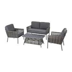 Tolston 4-Piece Wicker Outdoor Patio Conversation Set with Charcoal Cushions by Hampton Bay- open box not used -see pictures