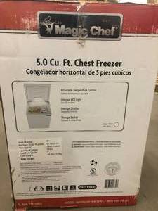 5.0 Cu. Ft chest freezer by Magic chef- open box not used - not tested -see pictures